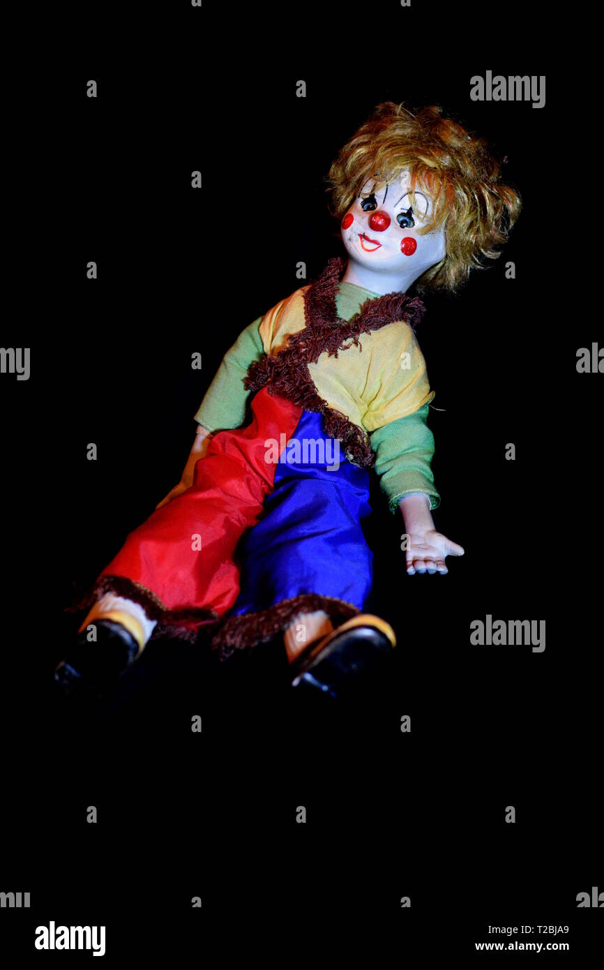 Old musical clown doll Stock Photo