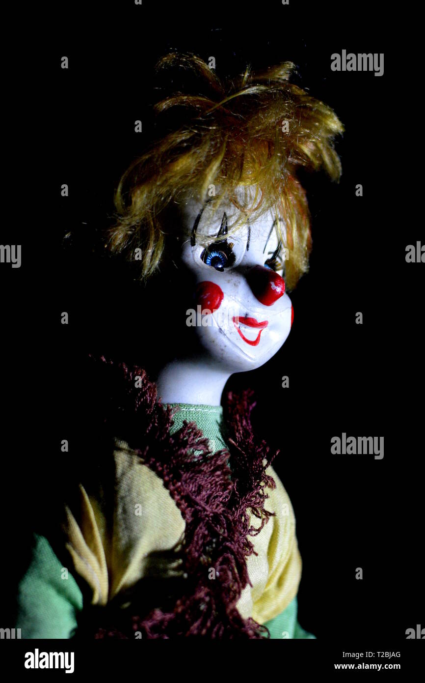 Old musical clown doll Stock Photo