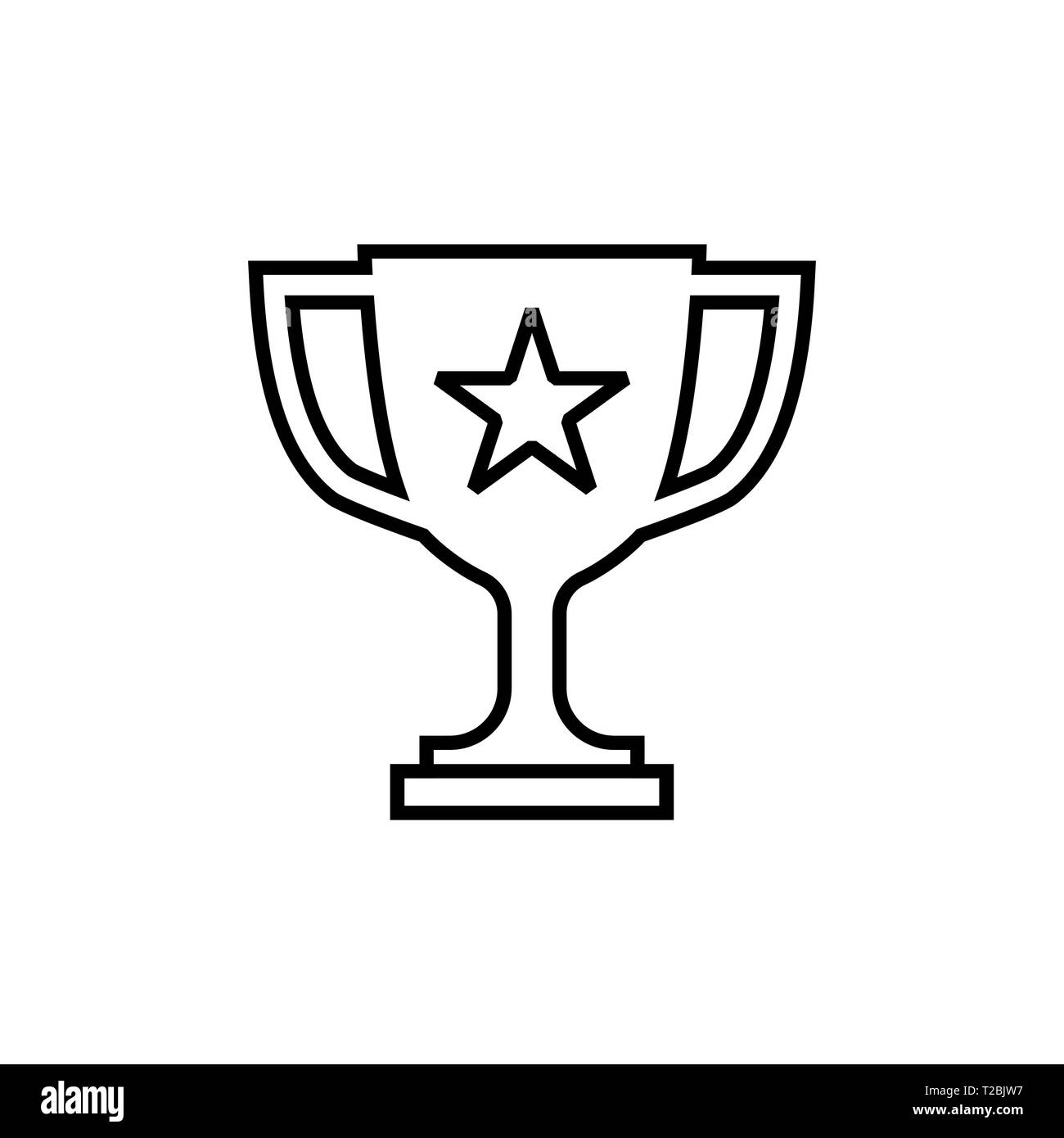 Trophy cup line icon in flat style Winner symbol Stock Vector