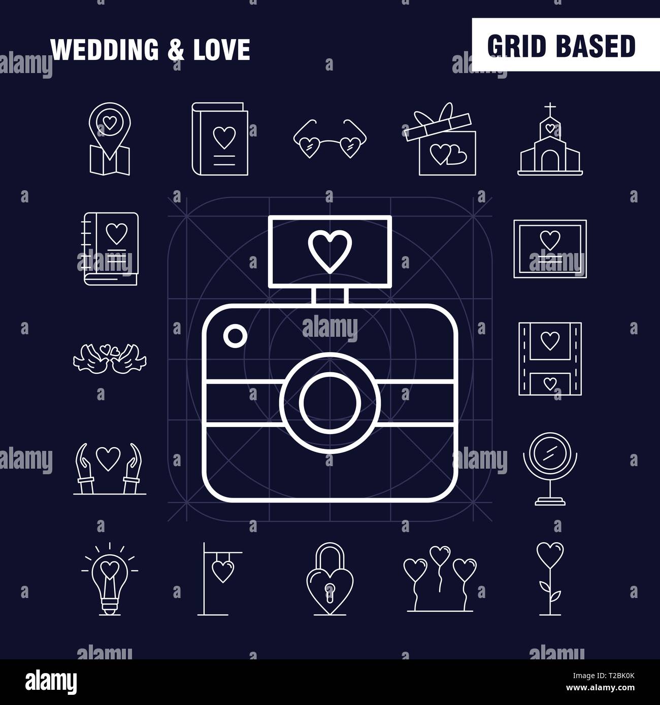 Wedding And Love Line Icons Set For Infographics, Mobile UX/UI Kit And ...