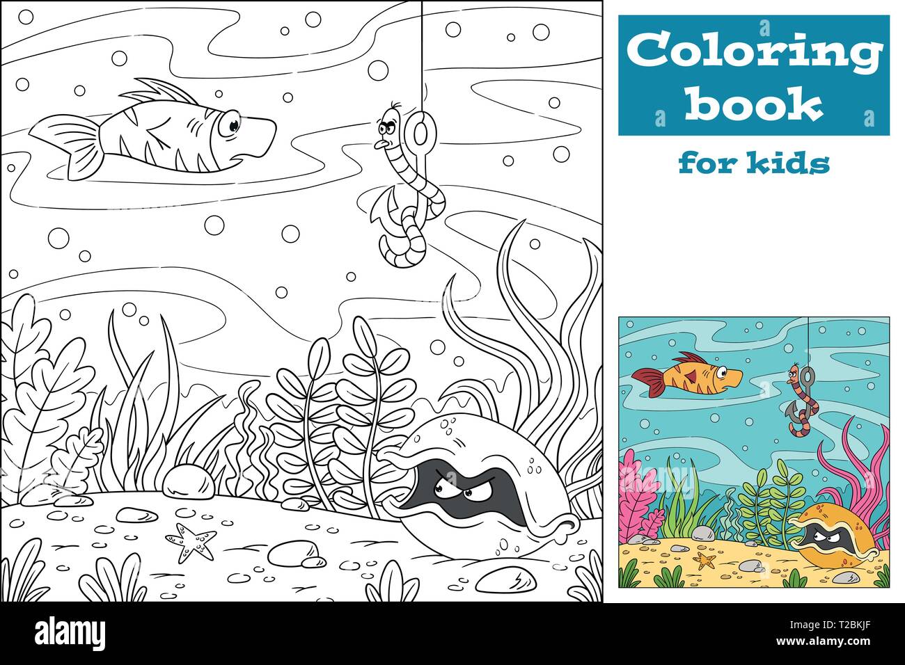 Coloring book for kids. Hand draw vector illustration with separate layers. Stock Vector
