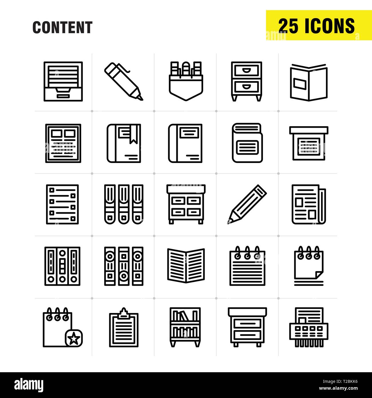 Content Line Icon Pack For Designers And Developers. Icons Of Book ...