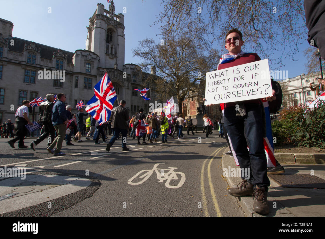 March 29th 2019 The day the Britain was meant to leave the EU. Leave Means Leave along with UKip held rallies near Parliament, London Stock Photo