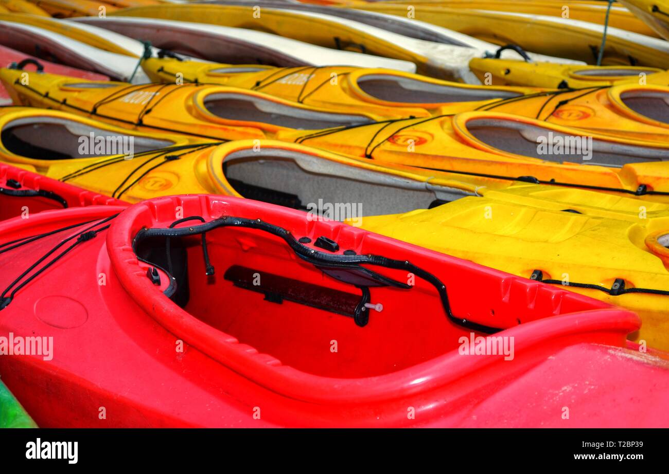 Kayaks resting on the beach in Vietnam Stock Photo - Alamy