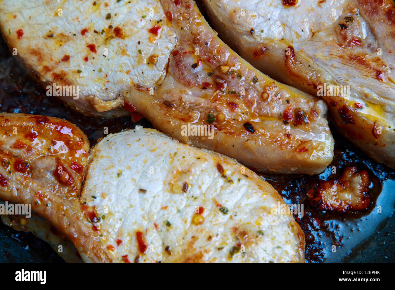 marinated juicy grilled pork steak Stock Photo Alamy