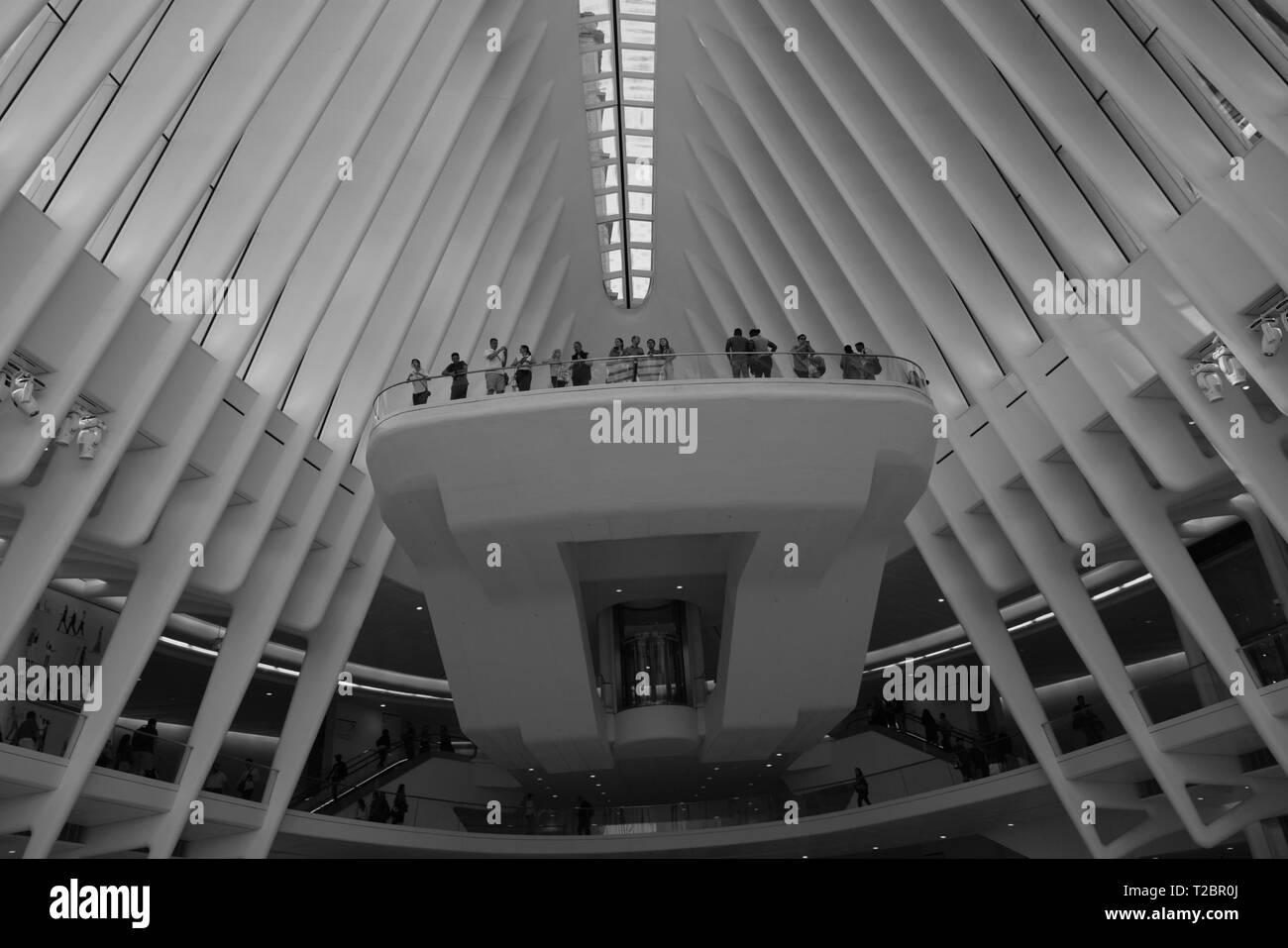 new york city - the oculus,black and white interior shot 2018 Stock Photo