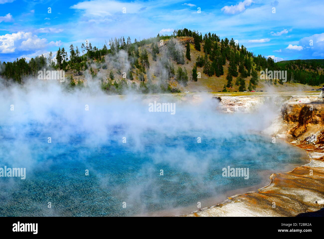 yellowstone national park - blue water and steam 2015 Stock Photo