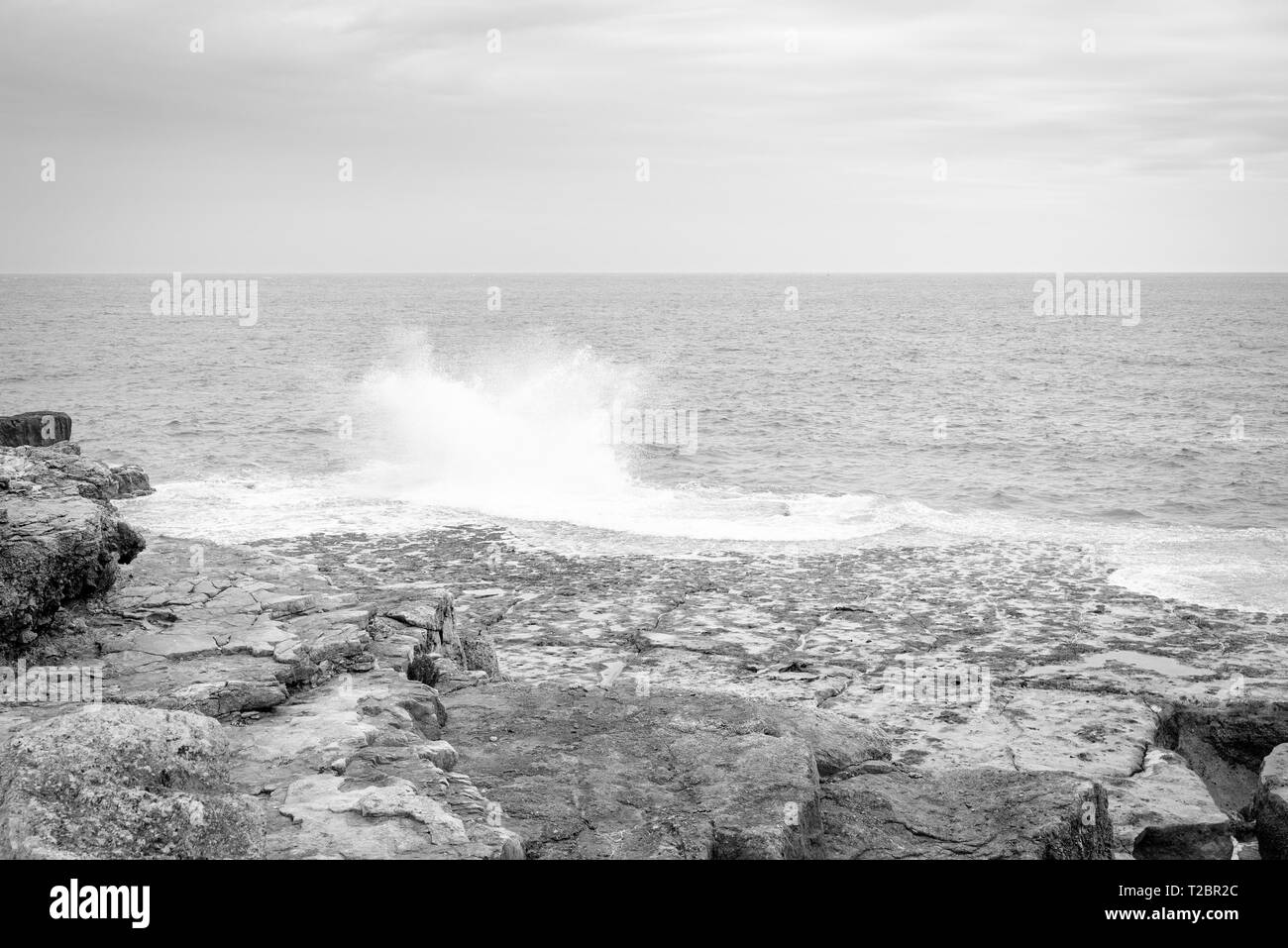 Portland bill sea rough Black and White Stock Photos & Images - Alamy