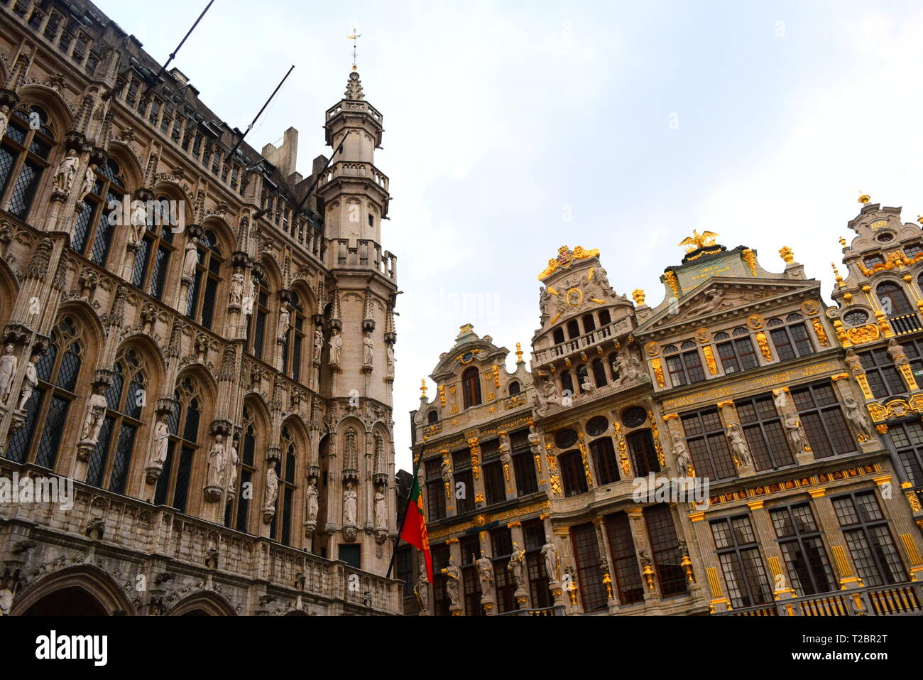 grand place ,brussels,belgium daytime shot with interesting angle 2015 Stock Photo
