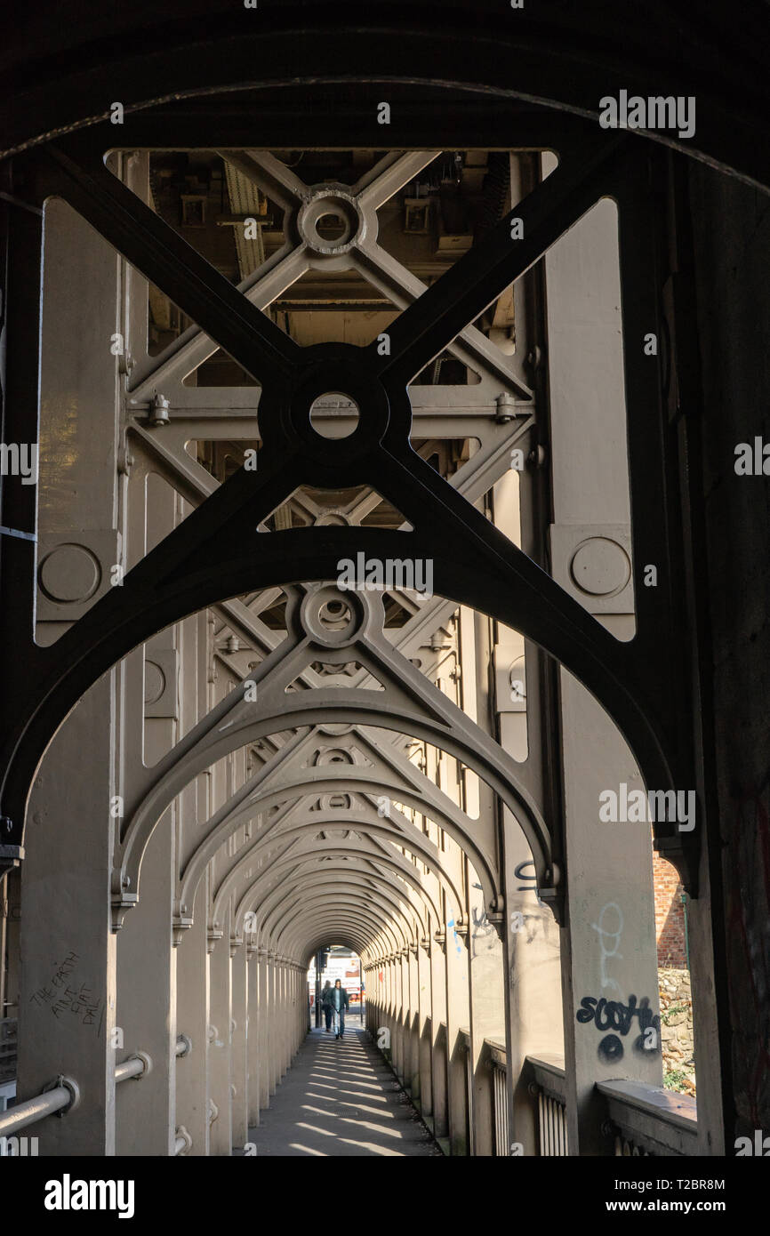 Pedestrian Walkway on High Level Bridge, Newcastle Stock Photo