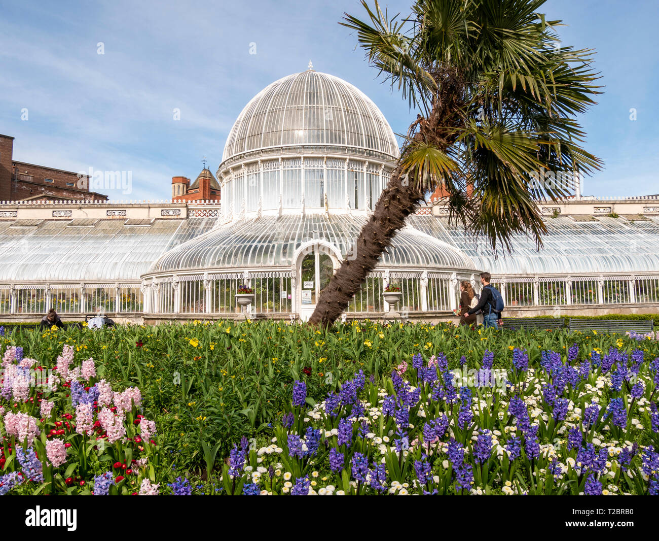 Belfast, Northern Ireland, UK - March, 23 2019: Botanic Gardens showing entrance to The Palm House Stock Photo