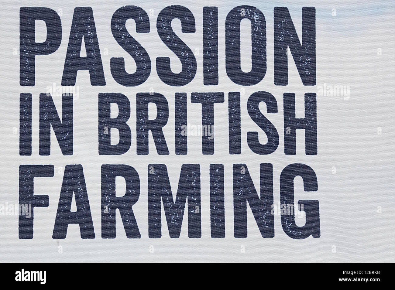 Passion in British farming sign Stock Photo