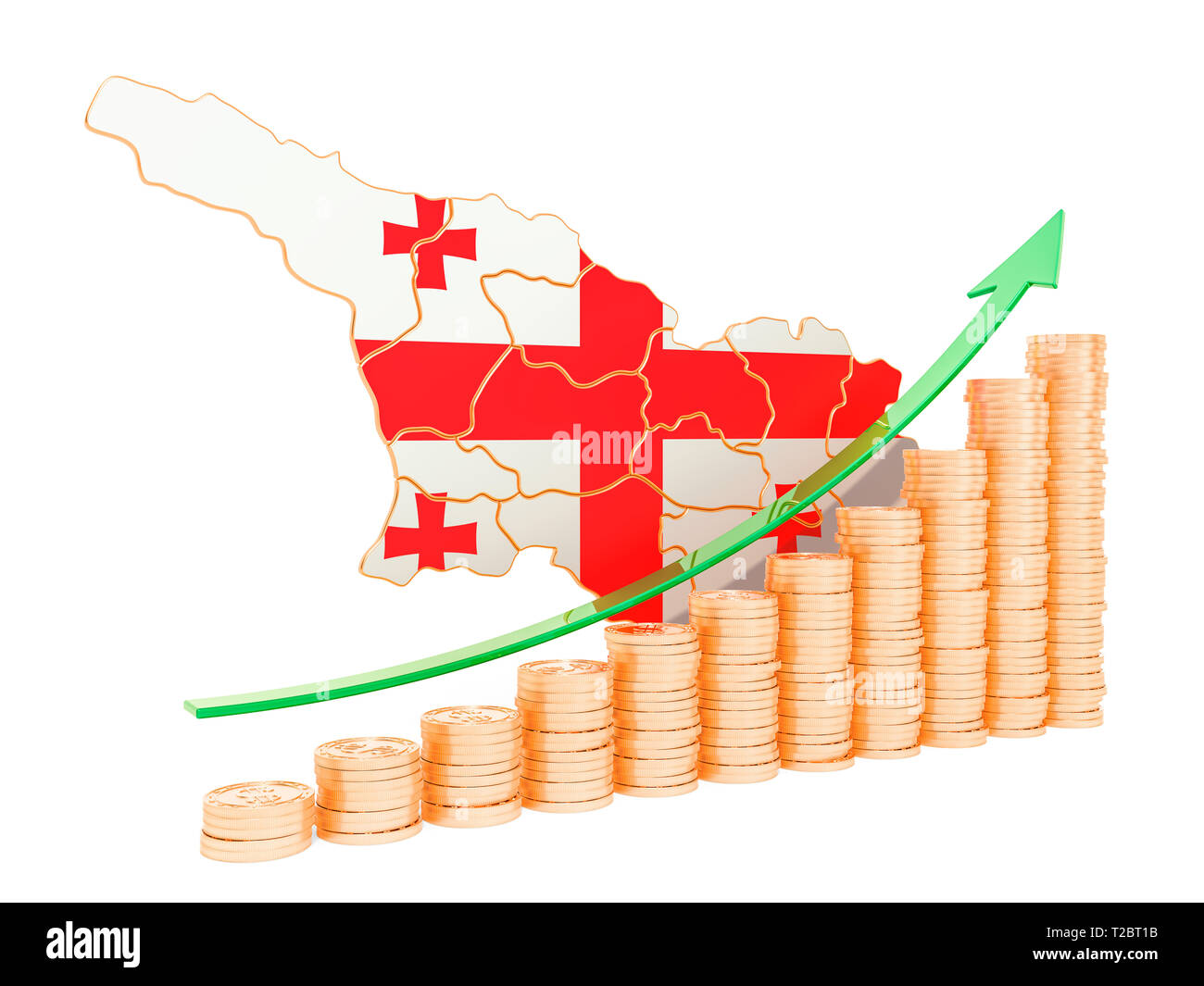 Economic growth in Georgia concept, 3D rendering isolated on white background Stock Photo