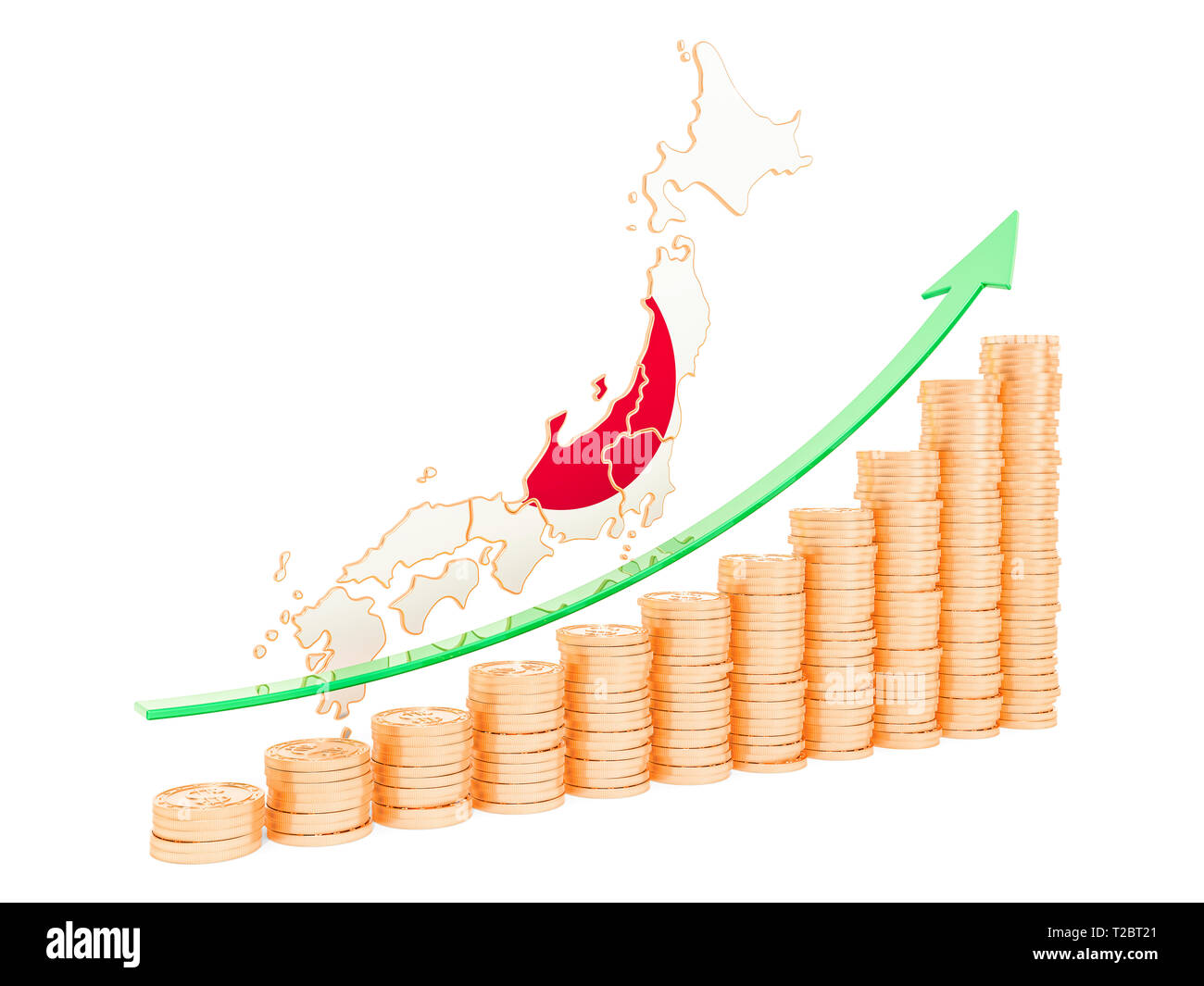 Economic growth in Japan concept, 3D rendering isolated on white background Stock Photo