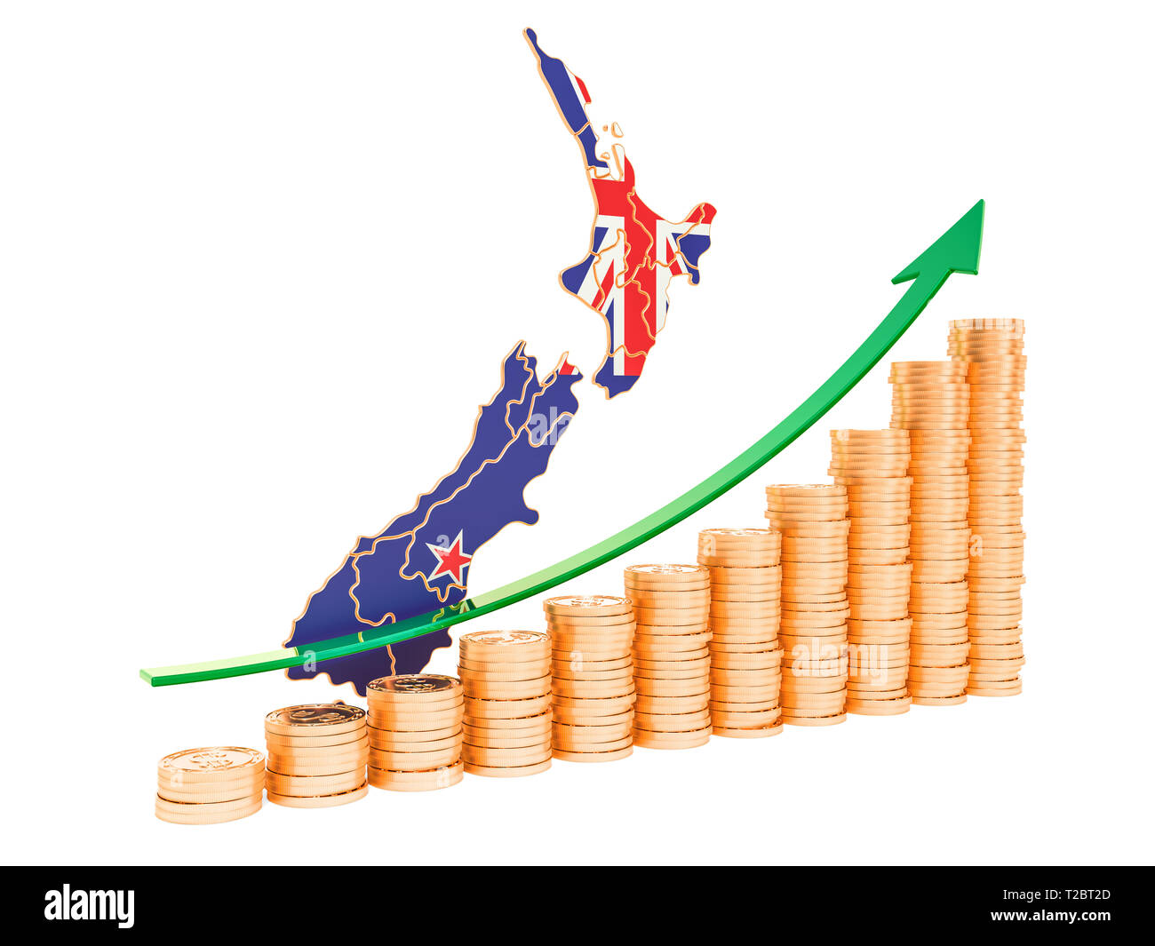 Economic growth in New Zeland concept, 3D rendering isolated on white background Stock Photo