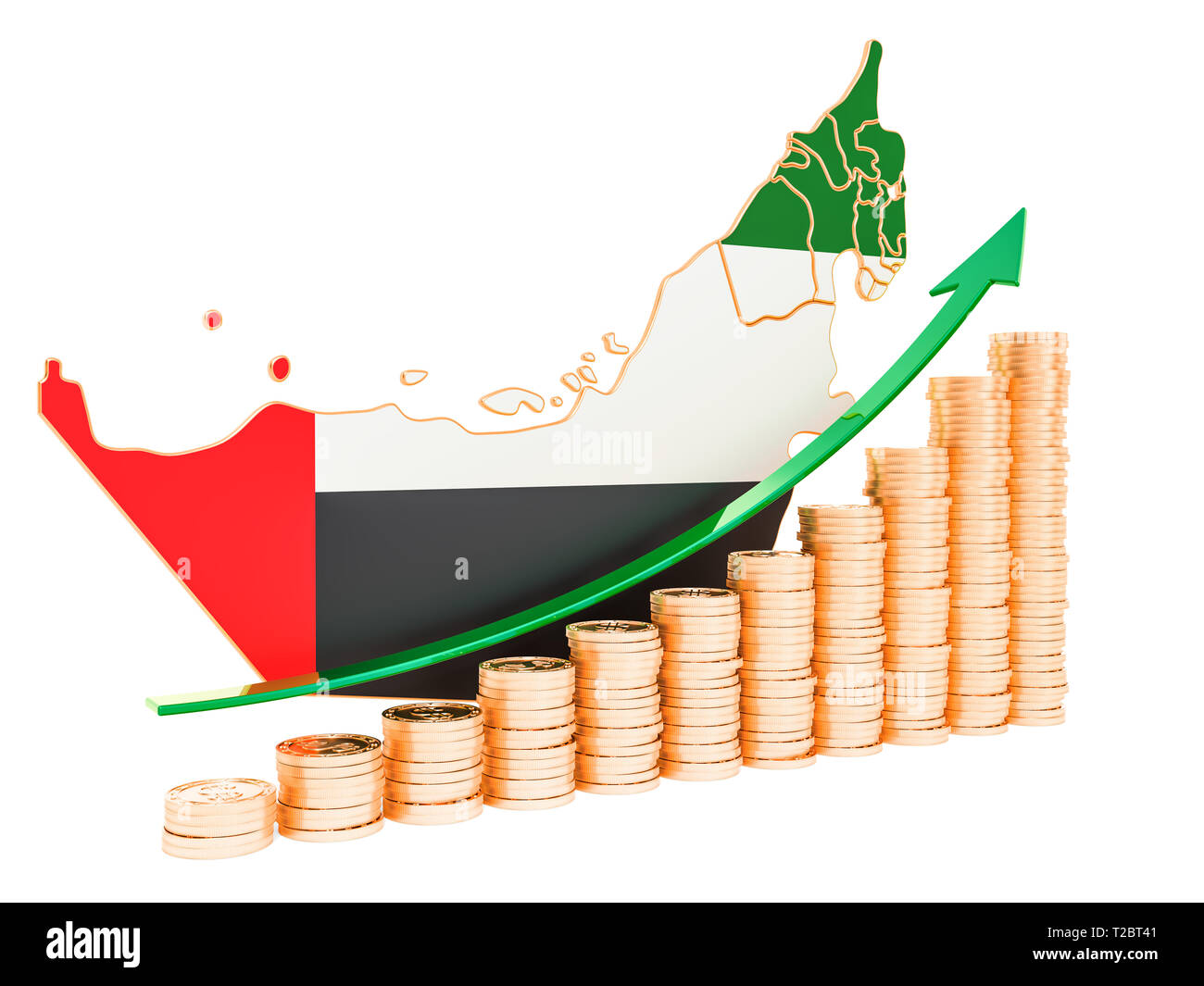 Economic growth in the UAE concept, 3D rendering isolated on white