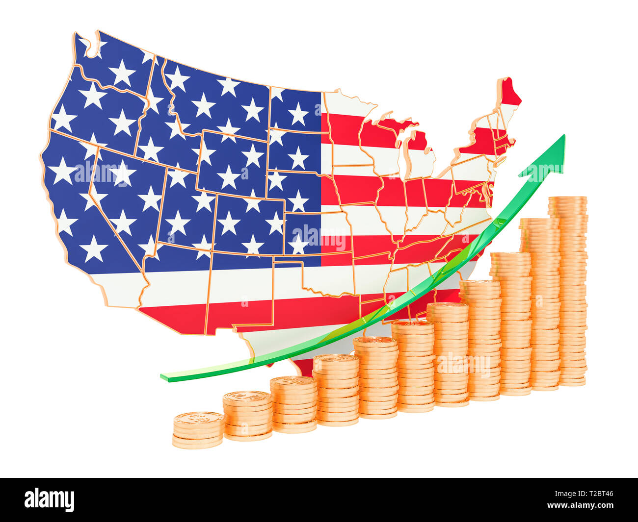 Economic growth in the United States concept, 3D rendering isolated on white background Stock Photo