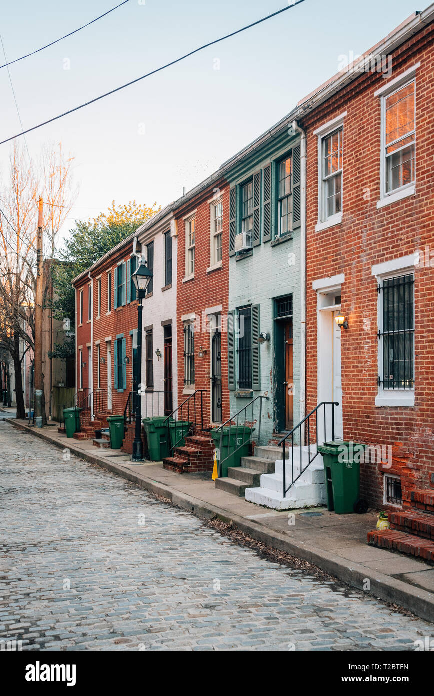 Brick row houses on Dover Street in Ridgely's Delight, Baltimore, Maryland Stock Photo Alamy