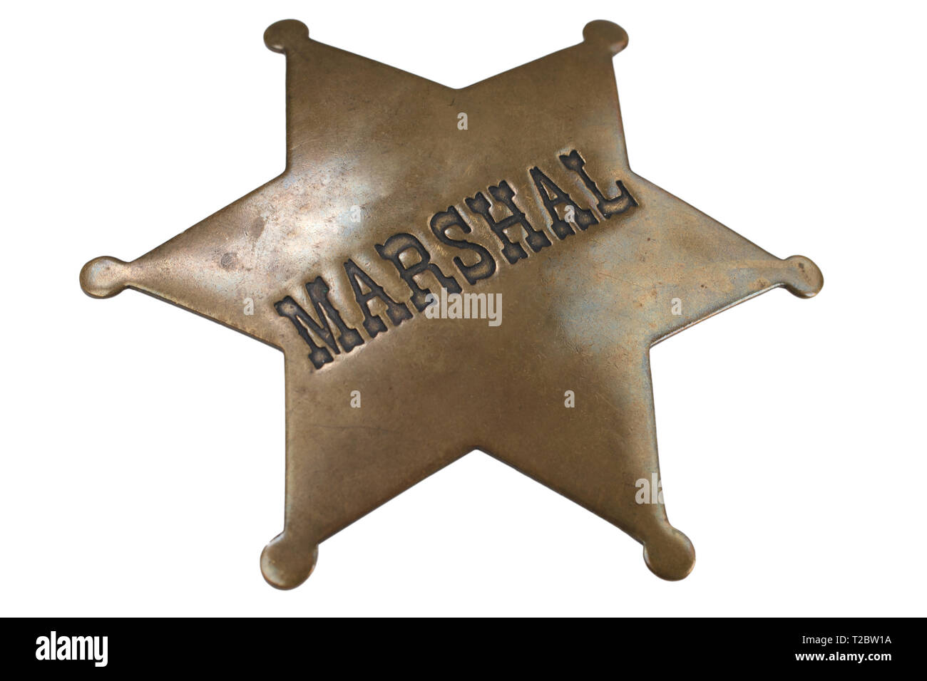 Old Western-style marshal badge isolated on white background Stock Photo