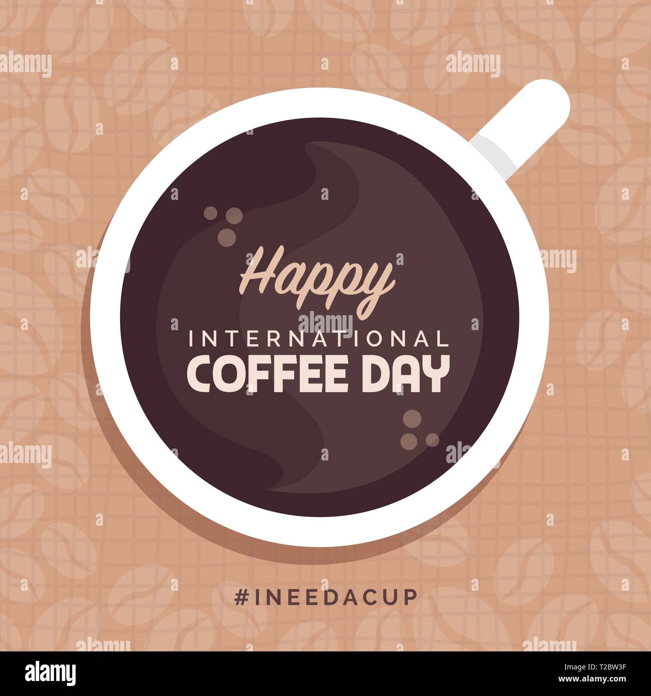 Happy international coffee day social media post and promotional card with cup Stock Vector
