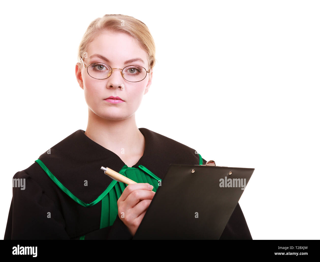 Law court or justice concept. Young woman lawyer attorney wearing