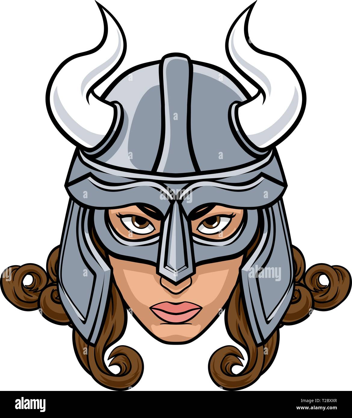 Viking Woman Warrior Mascot Stock Vector