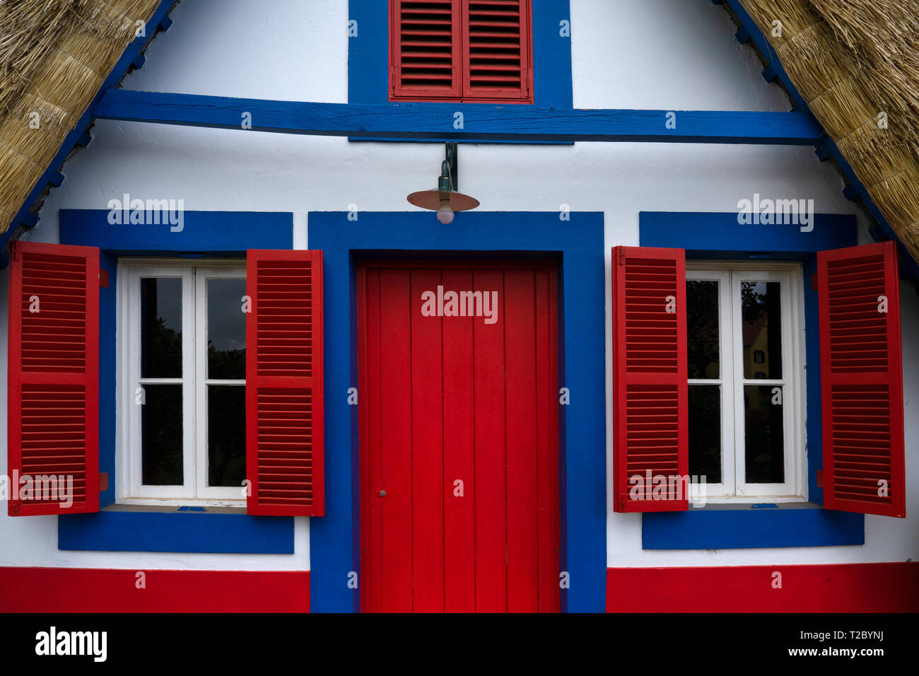 Traditional old Thatch House ,Santana ,Madeira , Portugal, Europe Stock Photo