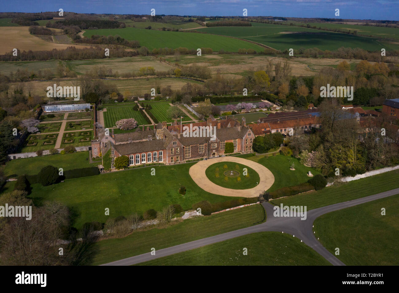 Littlecote House,Near Hungerford,Wiltshire from a Drone ,England,UK Stock Photo