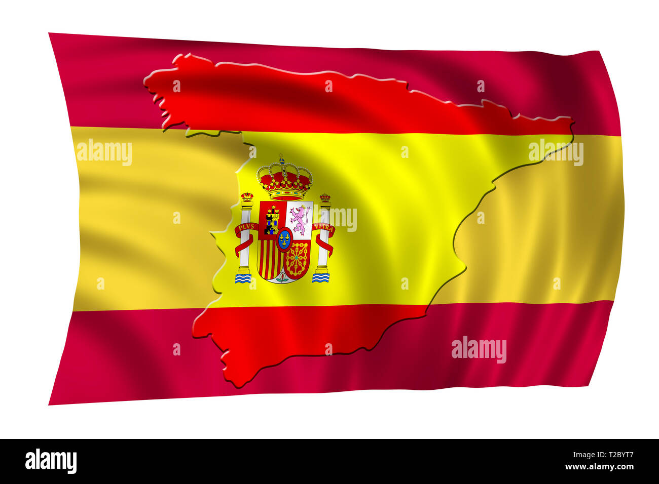 Spain National Flag With Shape Of Country Map Patriotic Concept Stock Photo Alamy