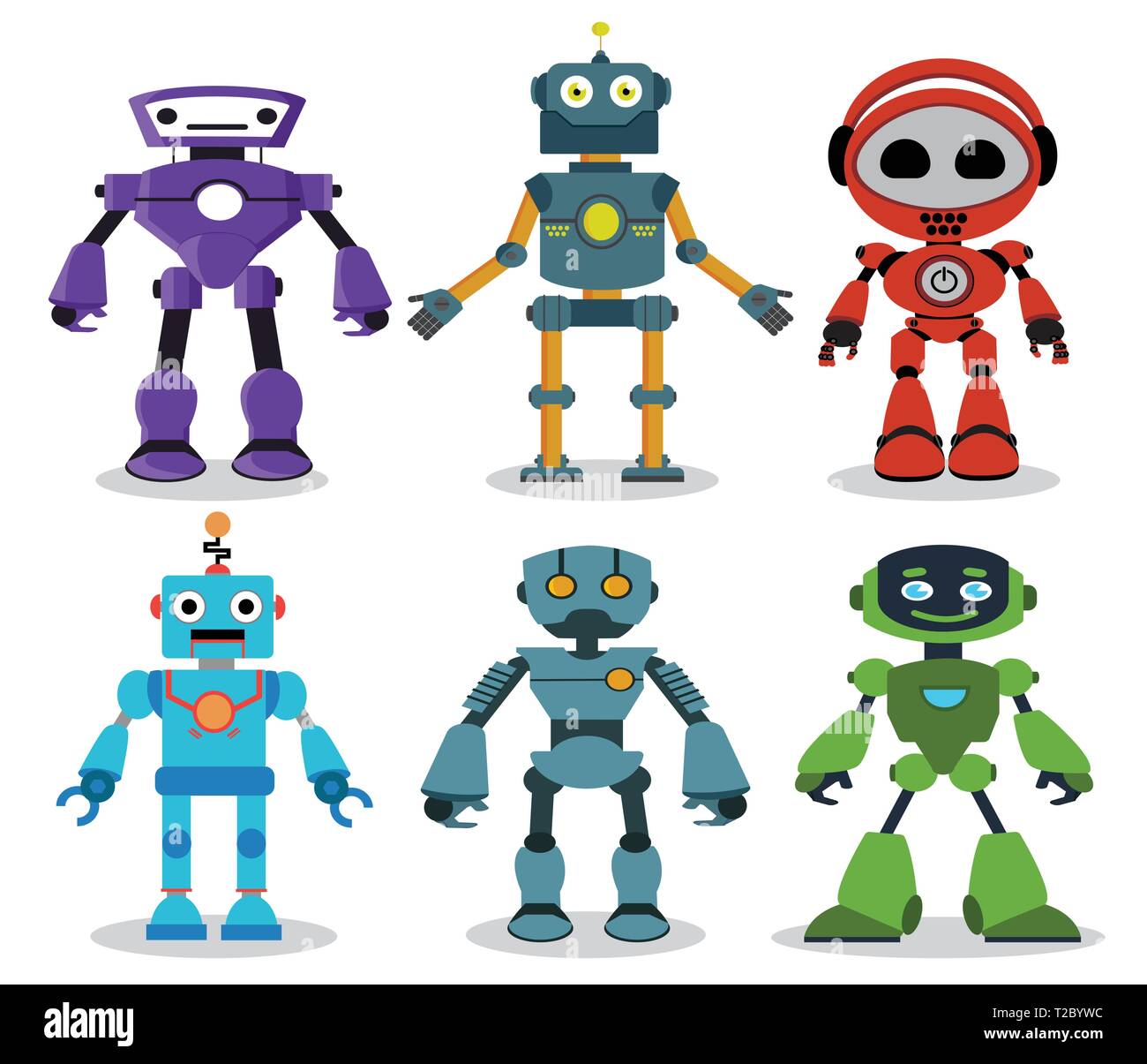 Robot toys vector cartoon characters set with modern and friendly looks for  games and design elements isolated in white background. Vector Stock Vector  Image & Art - Alamy