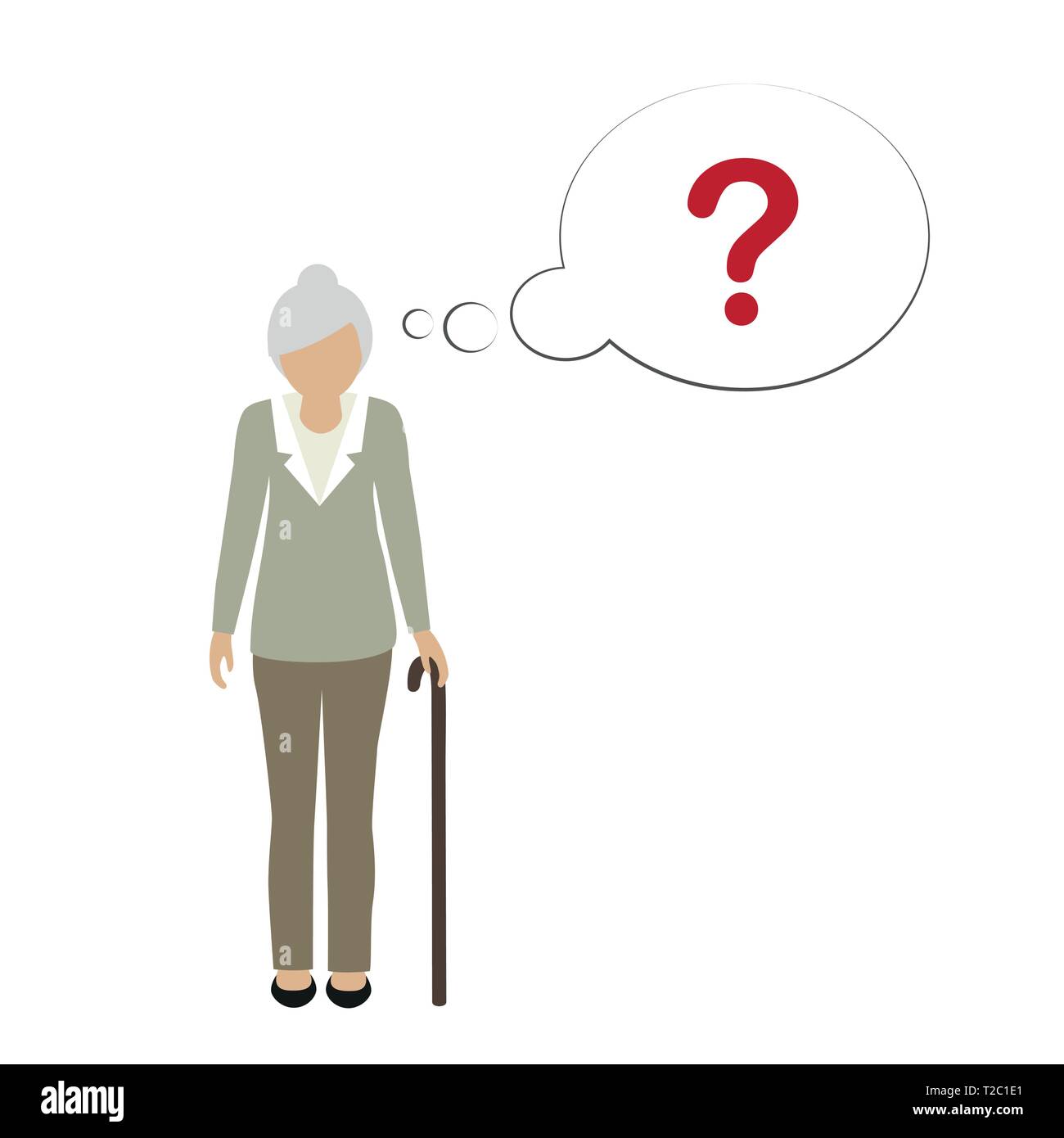 old woman character can not remember vector illustration EPS10 Stock Vector