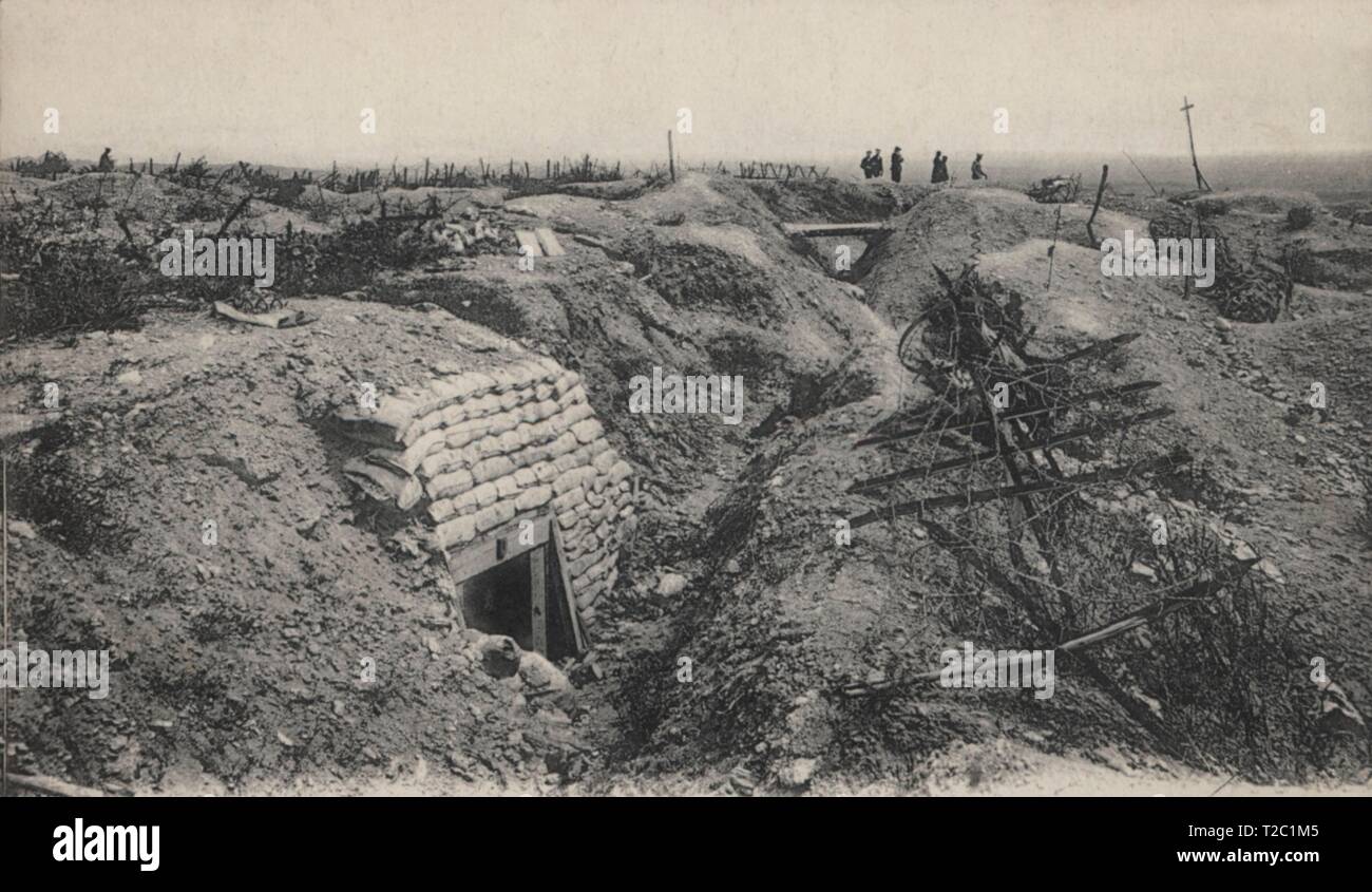 Primera guerra mundial (1914-1918). Craonne, Francia. Trincheras en la cumbre de la meseta. Stock Photo