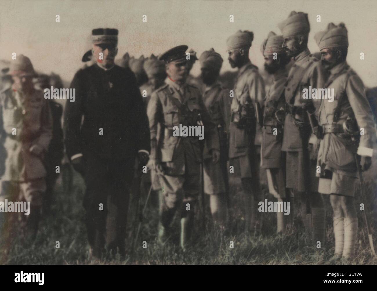 Primera guerra mundial (1914-1918). Revista de tropas coloniales indias aliadas. Stock Photo