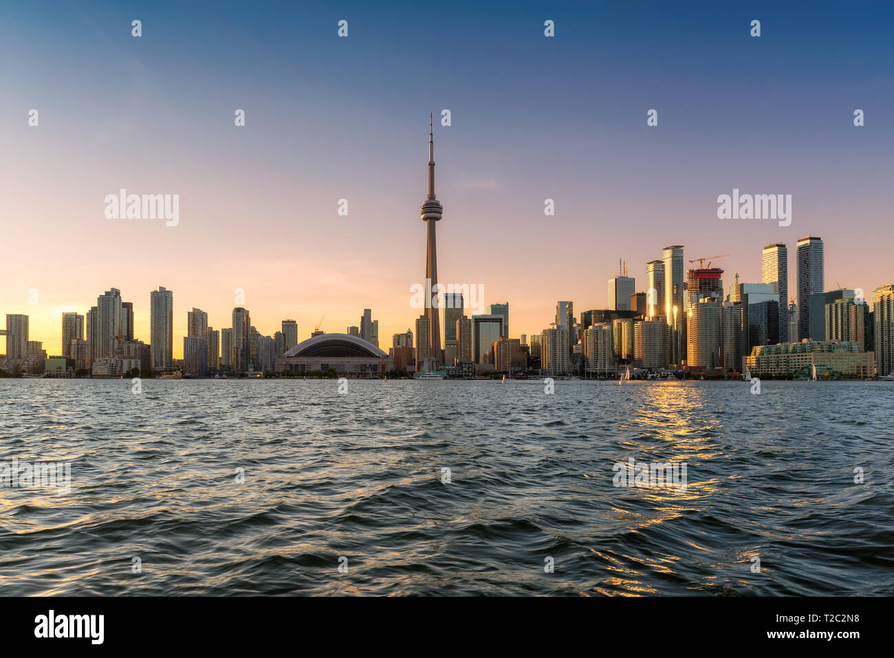 Beautiful Toronto city skyline at sunset  - Toronto, Ontario, Canada. Stock Photo