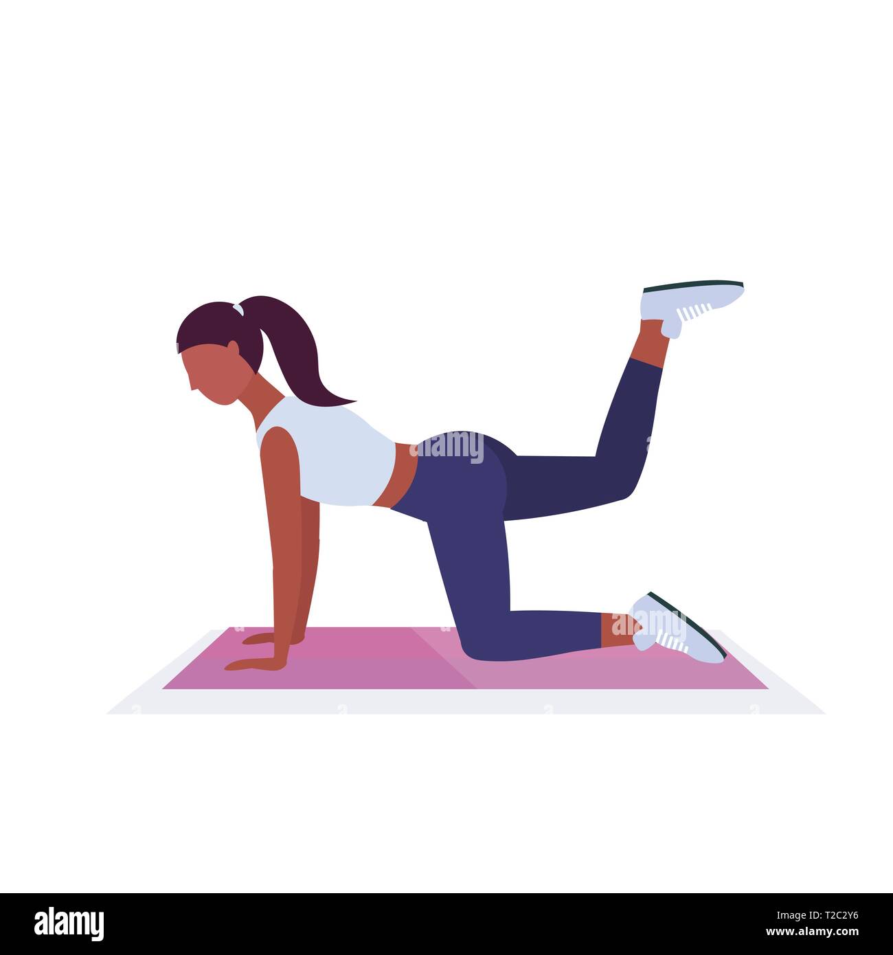 sporty woman doing fitness exercises on yoga mat african american girl