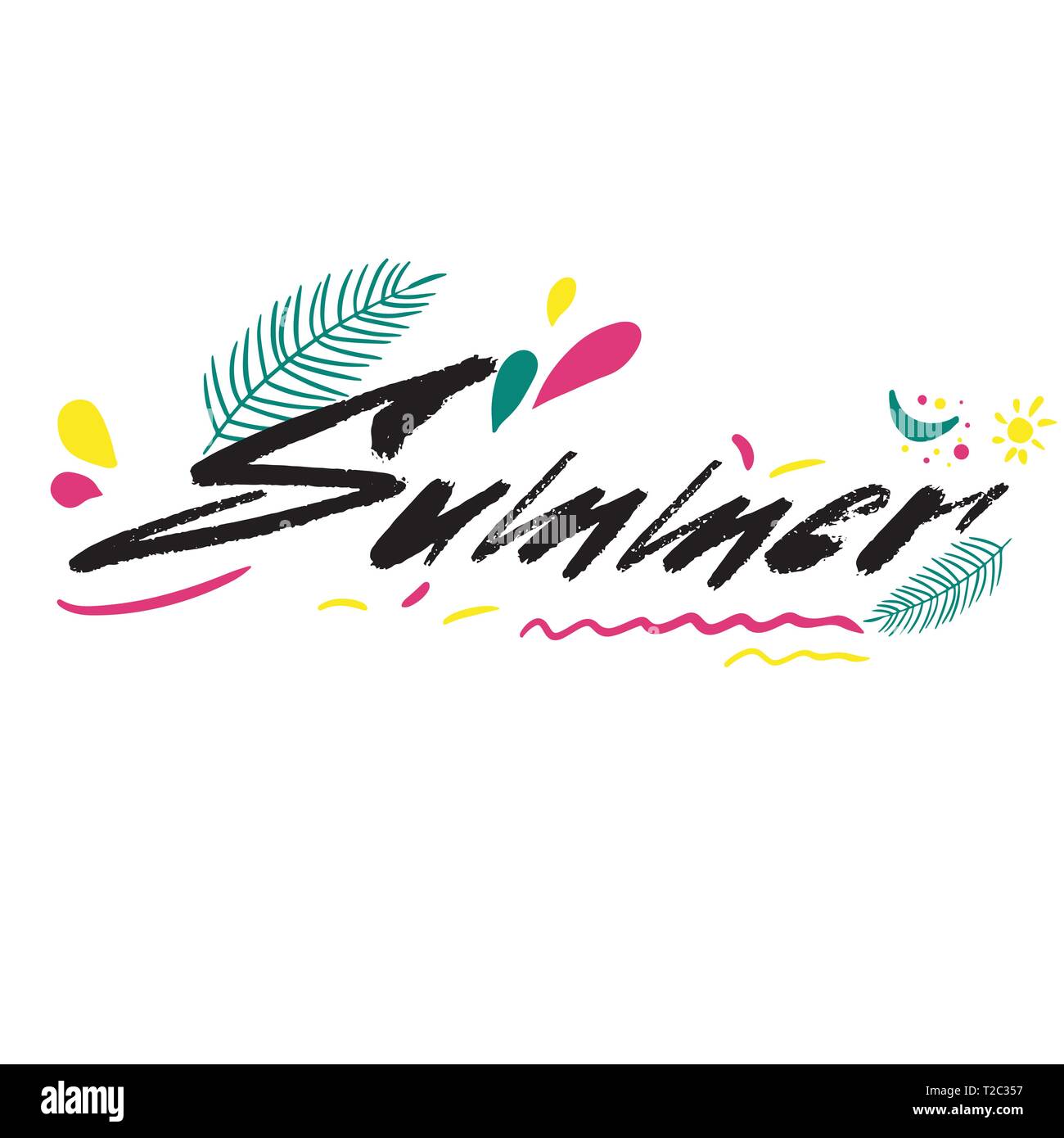 Summer hand drawn lettering. Modern brush calligraphy. Black quote with ...