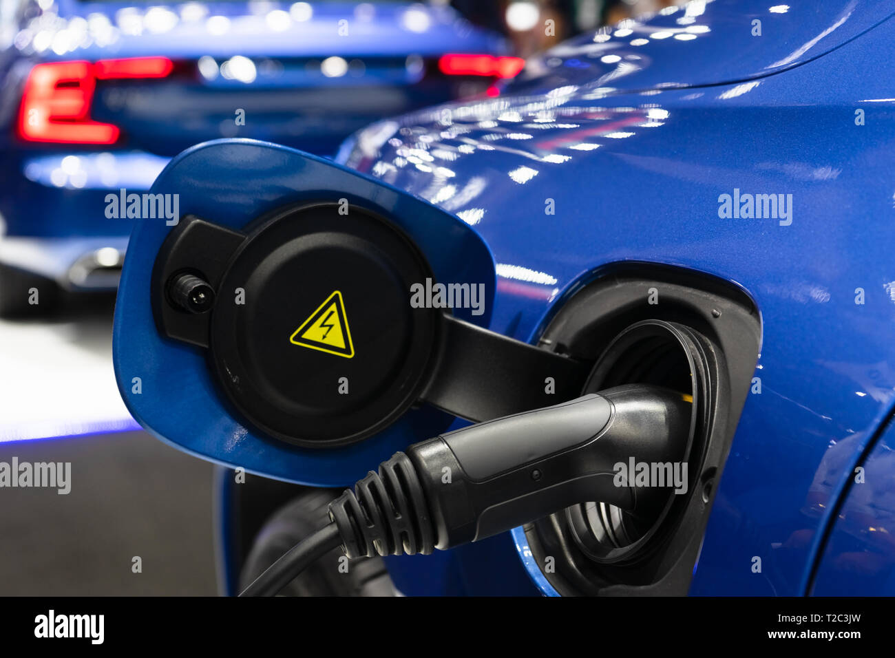 Power supply for electric car charging. Still life close up of the