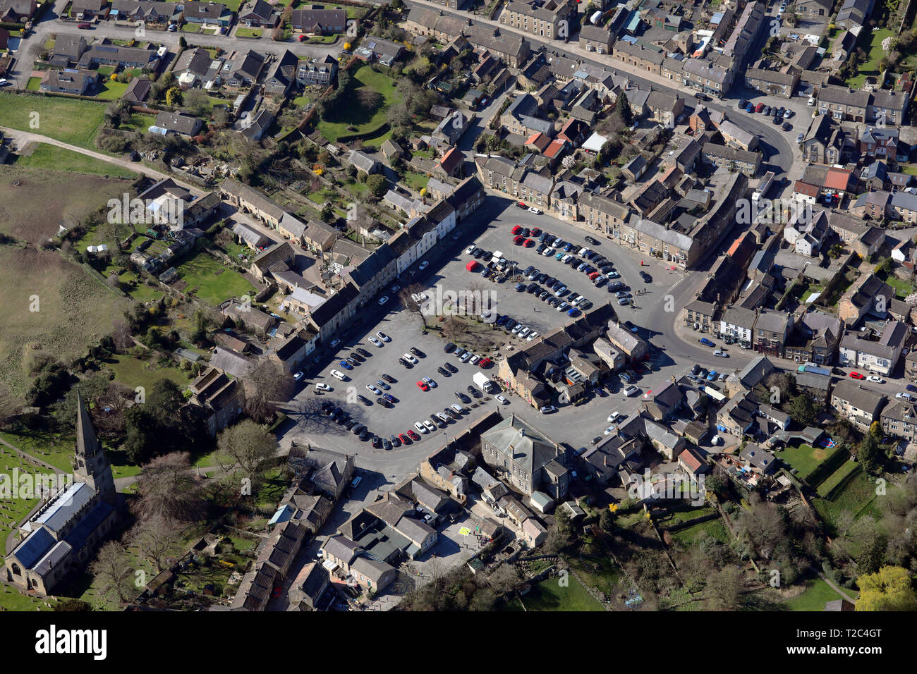 aerial view of the small Yorkshire town of Masham Stock Photo Alamy