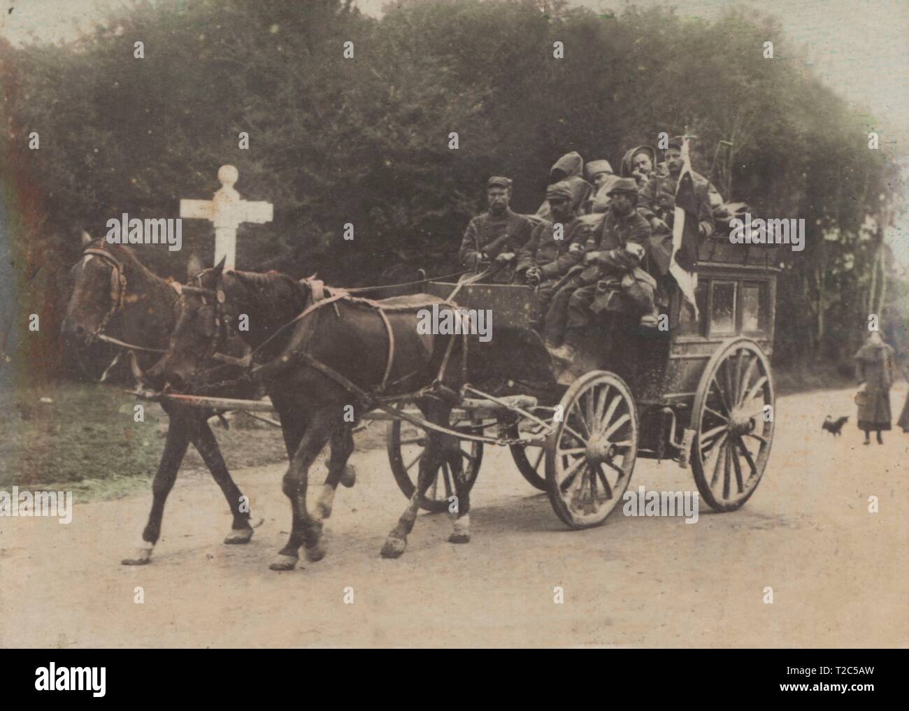 Primera guerra mundial (1914-1918). Transporte de heridos franceses. Stock Photo