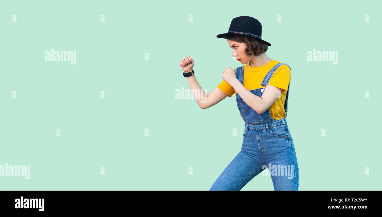 black and yellow overalls