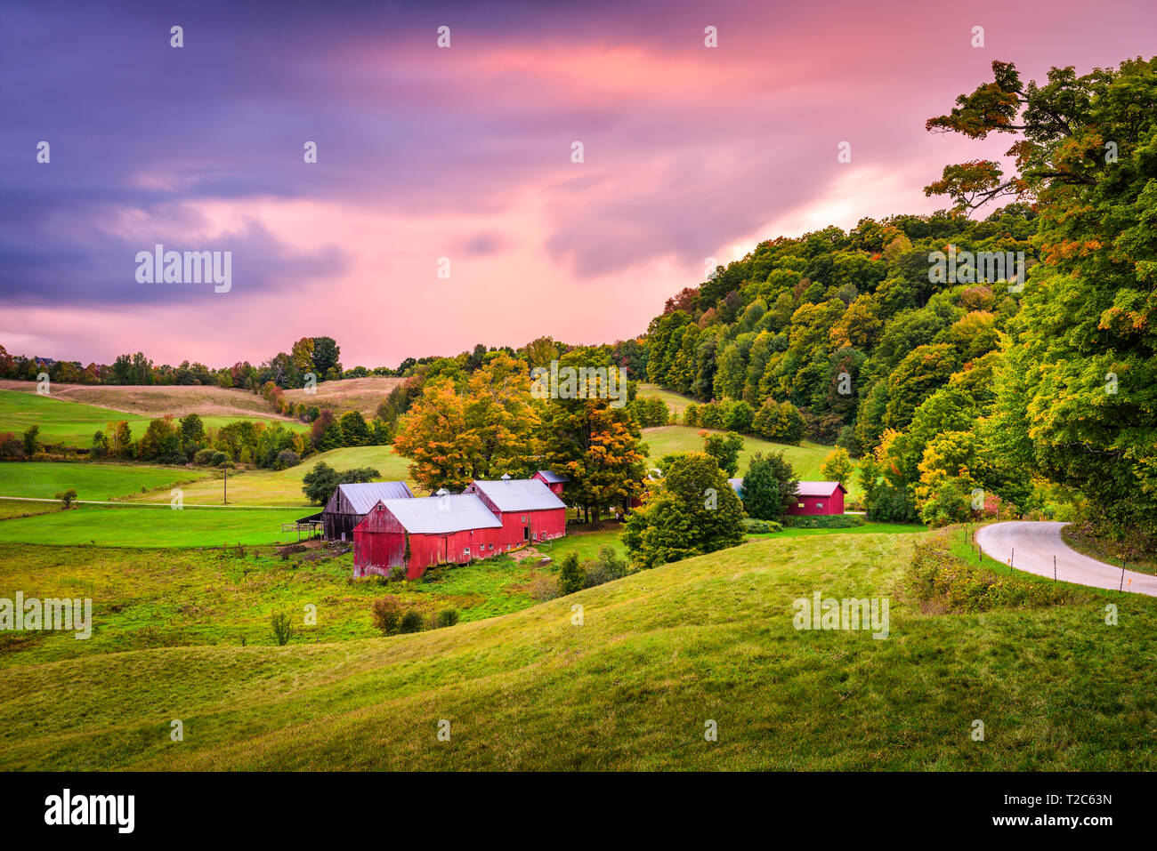 Reading, Vermont, USA rural farm scene at dusk Stock Photo Alamy