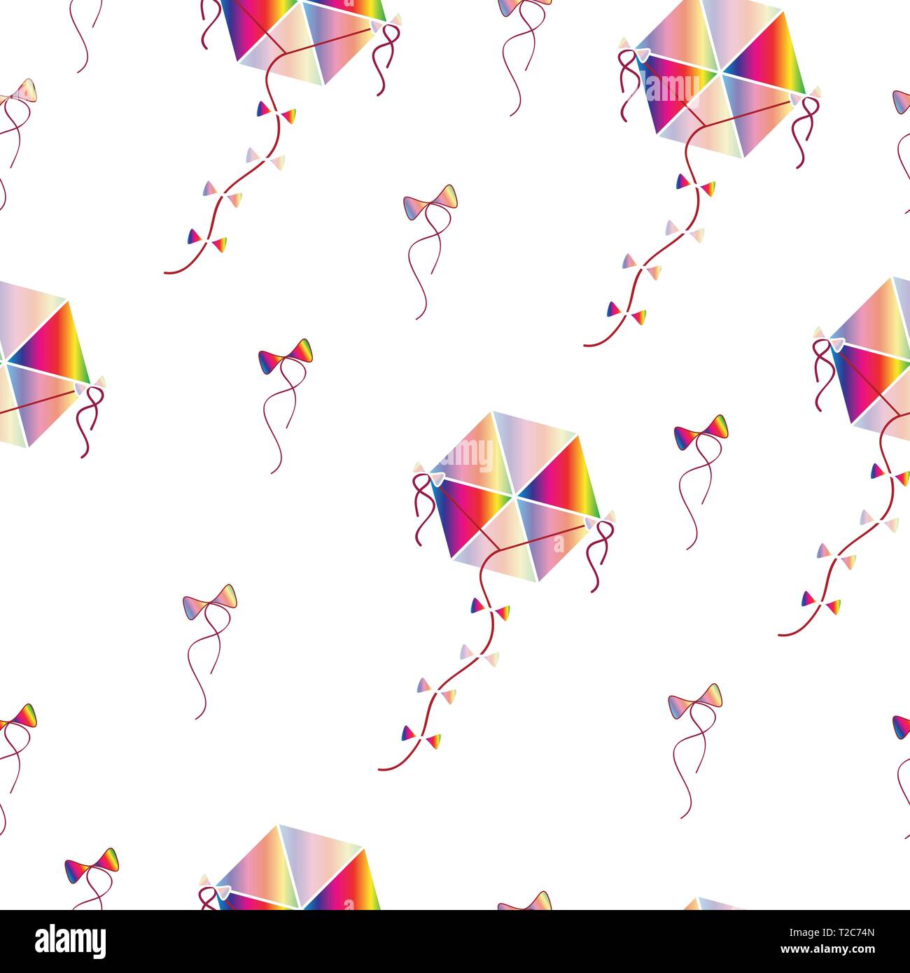 seamless pattern vector with colorful kites on white background Stock Vector
