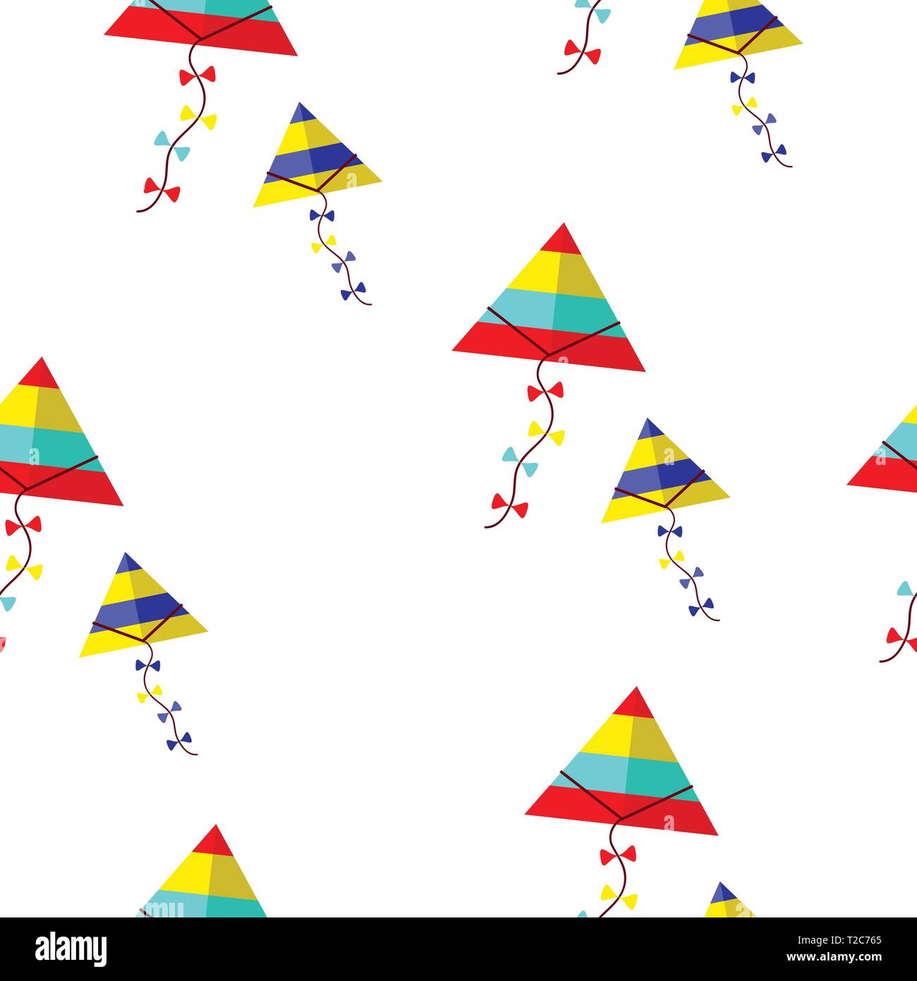 seamless pattern with colorful kites vector on white background Stock Vector