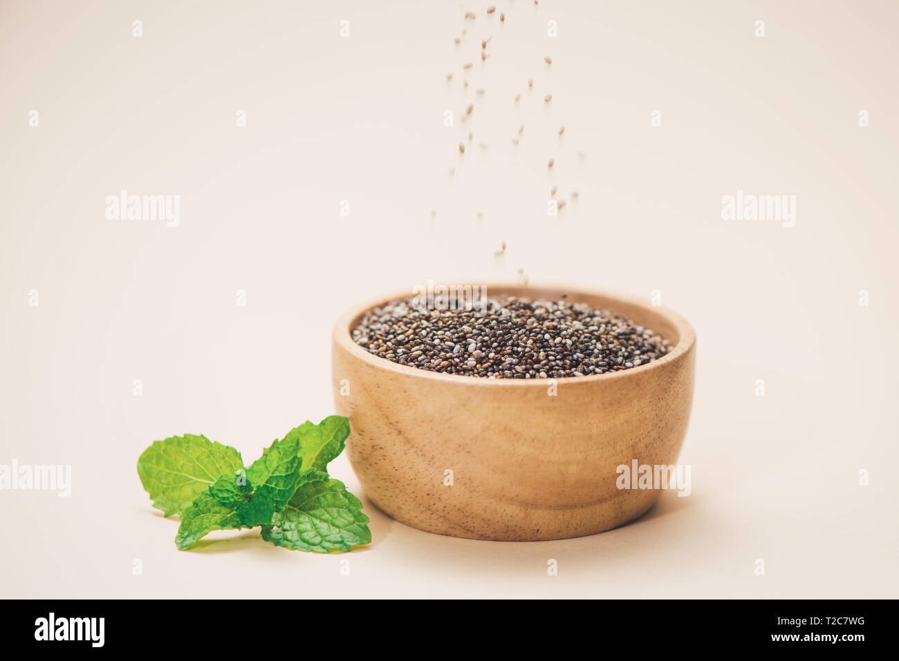Close-up of raw, unprocessed, dried black chia seeds Stock Photo