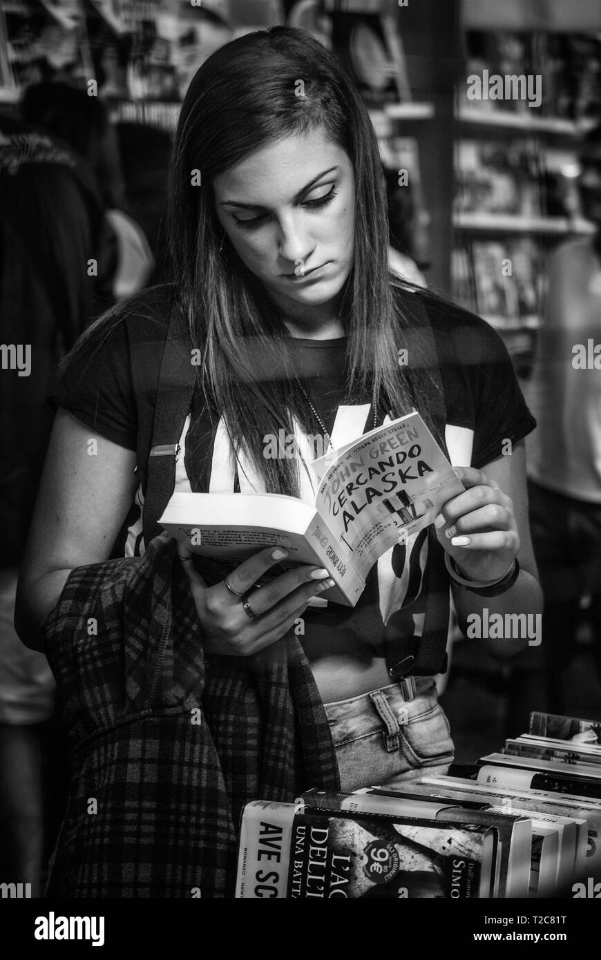 Girl reading a book Stock Photo