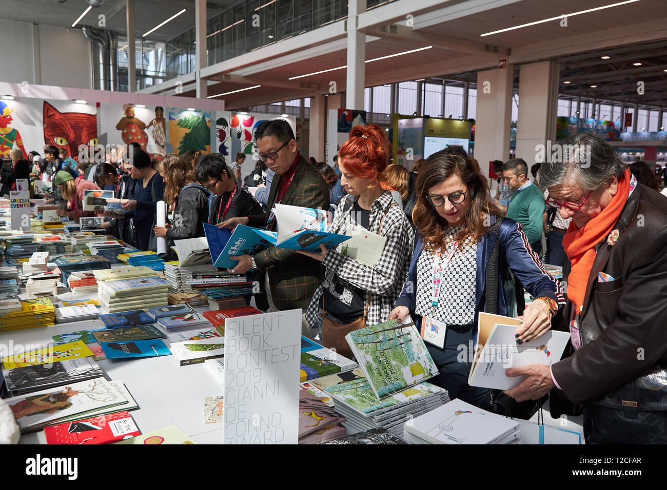 Bologna, ITALY. 1 April, 2019. Views from Bologna Children's Book Fair Opening Day at Fiera District in Bologna, Italy. Credit:  Massimiliano Donati/Awakening/Alamy Live News Stock Photo