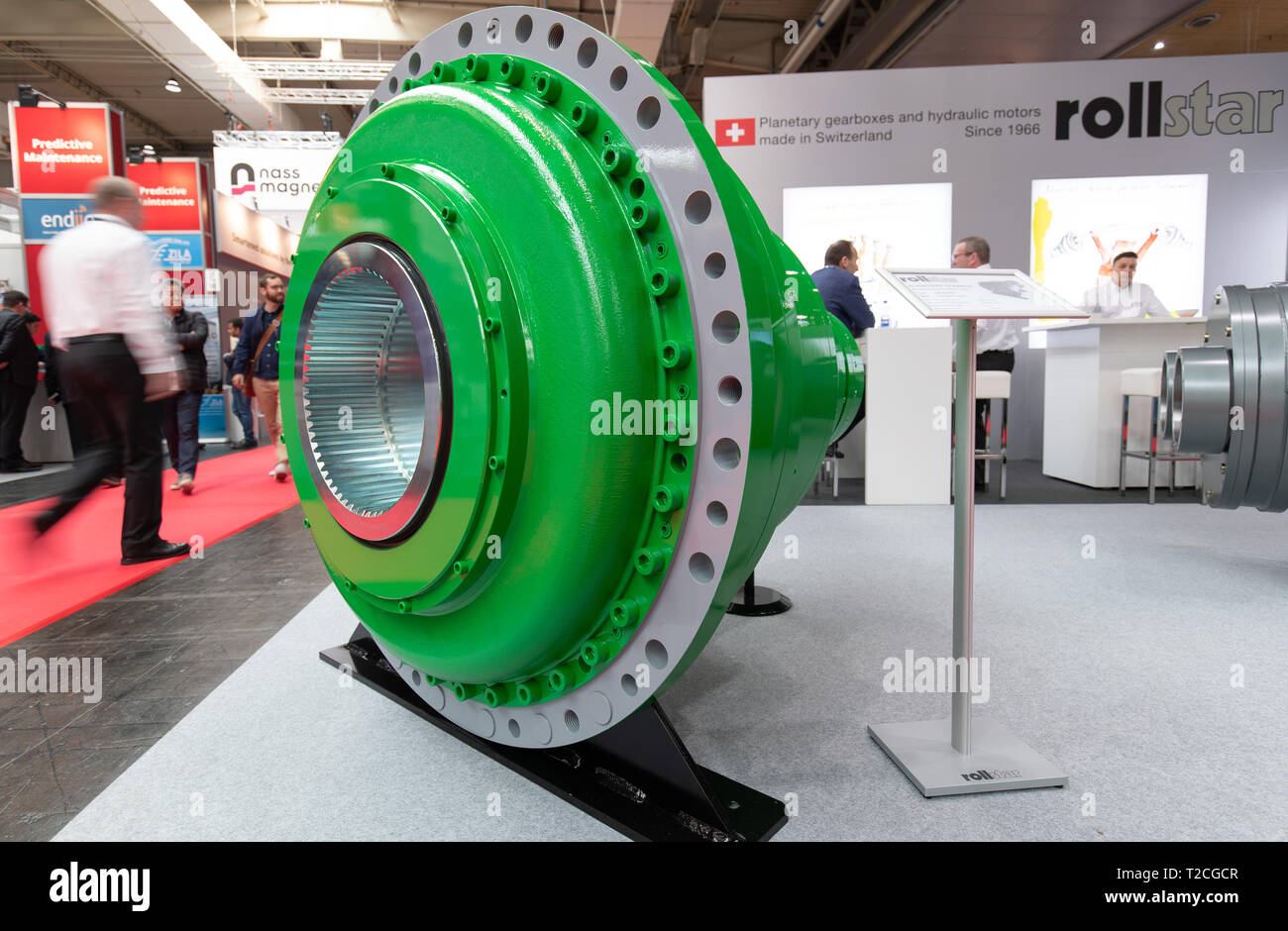 Hannover, Germany. 01st Apr, 2019. A gearbox is on the stand of the Swiss  manufacturer rollstar. From 1 to 5 April, everything at Hannover Messe will  revolve around networking, learning machines and