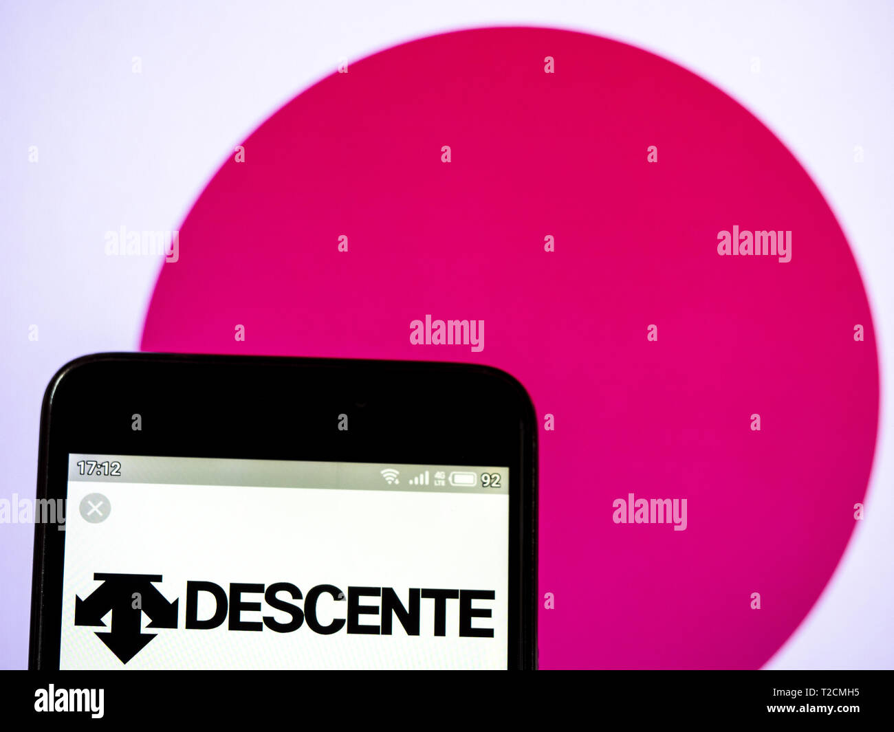 Ukraine. 1st Apr, 2019. In this photo illustration a Descente Ltd. logo seen displayed on a smart phone Credit: Igor Golovniov/SOPA Images/ZUMA Wire/Alamy Live News Stock Photo