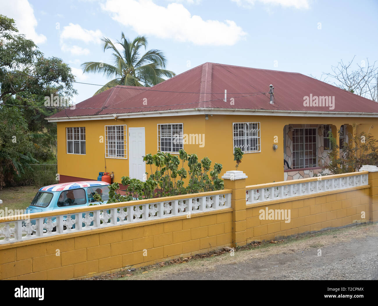 Colourful house in Antigua, The Caribbean Stock Photo Alamy