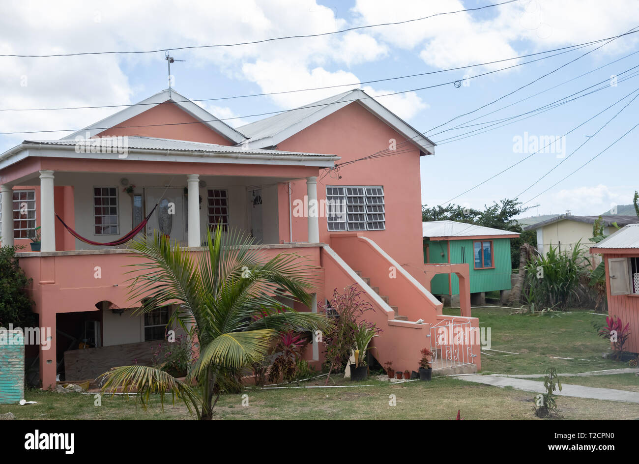Colourful house in Antigua, The Caribbean Stock Photo Alamy
